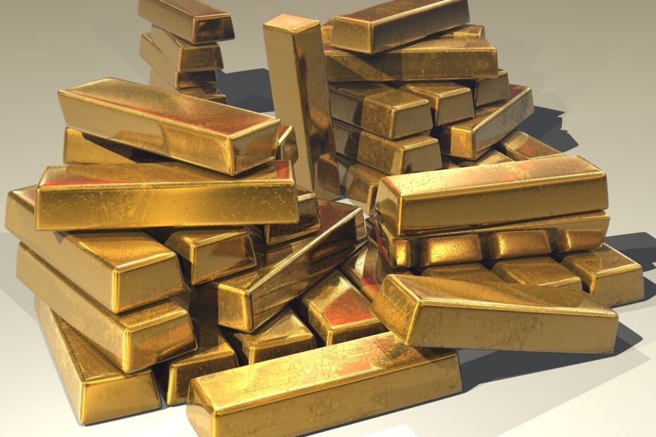 Stack of Gold Bullion Bars. Offshore Wealth with Bullion